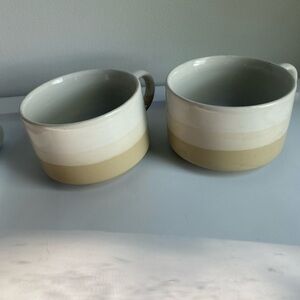 soup mugs with handles Ombré White To Tan Excellent Condition